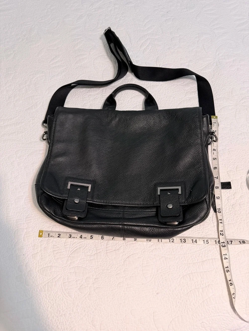 Leather Banana Republic Laptop Messenger Shoulder Bag Work Briefcase Black